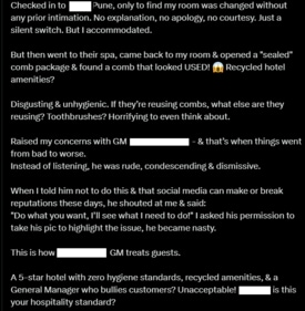 A woman's post on a five-star hotel in Pune. (Screengrab (X)) A woman's post on a five-star hotel in Pune. (Screengrab (X))