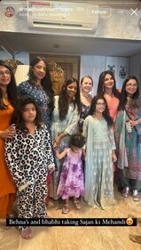 Priyanka Chopra, Malti Marie at Siddharth Chopra's mehendi ceremony. Priyanka Chopra, Malti Marie at Siddharth Chopra's mehendi ceremony.