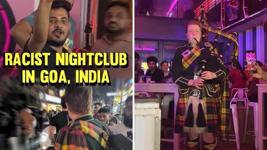 A foreigner playing bagpipes inside a nightclub in Goa. (Instagram/@robin.bagpipes )