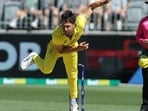 Marcus Stoinis bowls during the third one-day International (ODI) cricket match between Australia and Pakistan 