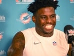 Tyreek Hill faces a lawsuit from OnlyFans model Sophie Hall after an injury incident. She claims intimacy with Hill was followed by the injury during a football lesson. (AP Photo/David Richard)