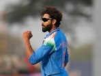 India's Ravindra Jadeja celebrates the dismissal of England's Adil Rashid during the first one day international in Nagpur India's Ravindra Jadeja celebrates the dismissal of England's Adil Rashid during the first one day international in Nagpur
