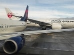 The right wing of a Japan Airlines jet strikes the tail of a Delta Air Lines plane while the aircraft were taxiing at Seattle-Tacoma International Airport in SeaTac, King County, Washington, U.S.,February 5, 2025, in this picture obtained from social media.  "@thejasonchannel" via Instagram/via REUTERS
