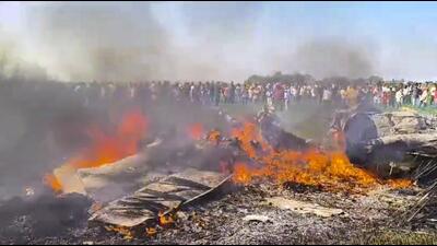 A fighter aircraft of the Indian Air Force (IAF) crashed in Madhya Pradesh on Thursday (PTI) A fighter aircraft of the Indian Air Force (IAF) crashed in Madhya Pradesh on Thursday (PTI)