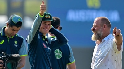 Australia's Cooper Connolly (C) gestures after he was named as a debutant during the first day of the second test cricket match against Sri Lanka (AFP) Australia's Cooper Connolly (C) gestures after he was named as a debutant during the first day of the second test cricket match against Sri Lanka (AFP)