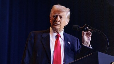 US President Donald Trump speaks during the National Prayer Breakfast in Washington, DC. (Bloomberg)
