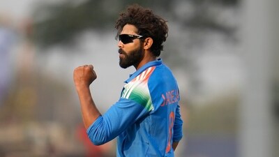 India's Ravindra Jadeja celebrates the dismissal of England's Adil Rashid during the first one day international in Nagpur (AP) India's Ravindra Jadeja celebrates the dismissal of England's Adil Rashid during the first one day international in Nagpur (AP)