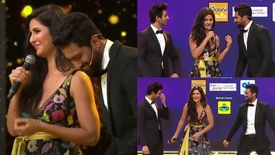 Katrina Kaif and Vicky Kaushal at an award show in 2019