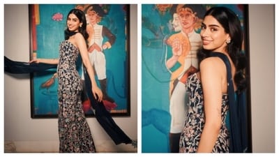 This ensemble has an ethnic touch. This looks like a traditional sharara with a gen z by going with chic sleeveless style. (IG/@khushikapoor) This ensemble has an ethnic touch. This looks like a traditional sharara with a gen z by going with chic sleeveless style. (IG/@khushikapoor)