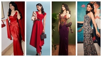 Khushi Kapoor for her upcoming movie Loveyapa served several stunning looks. From incorporating red hearts in her accessories, to floral printed ensembles; her ensembles encapsulated sweet, romcom vibes. (IG/@ khushikapoor) Khushi Kapoor for her upcoming movie Loveyapa served several stunning looks. From incorporating red hearts in her accessories, to floral printed ensembles; her ensembles encapsulated sweet, romcom vibes. (IG/@ khushikapoor)