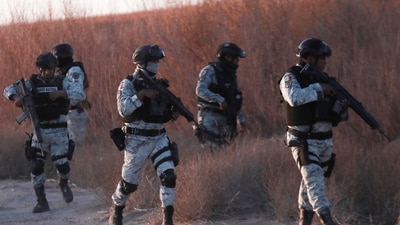 Mexican National Guard members patrol along the Mexico-US border in Ciudad Juarez, Wednesday, Feb. 5, 2025. (AP) Mexican National Guard members patrol along the Mexico-US border in Ciudad Juarez, Wednesday, Feb. 5, 2025. (AP)