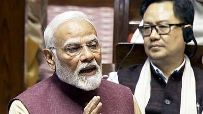 Prime Minister Narendra Modi in speaks in the Rajya Sabha on Thursday. (ANI) Prime Minister Narendra Modi in speaks in the Rajya Sabha on Thursday. (ANI)