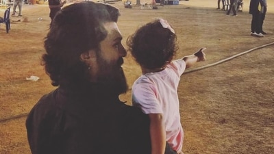 Ram Charan looked happy to have his daughter visit him at work. Ram Charan looked happy to have his daughter visit him at work.