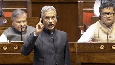 External Affairs Minister S. Jaishankar speaks in Rajya Sabha during Parliament's budget session. (Sansad TV)