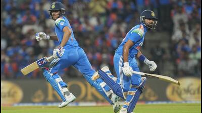 Shubman Gill (left) and Shreyas Iyer added 94 runs for the third wicket to lay the foundation of India’s four-wicket win on Thursday. (PTI) Shubman Gill (left) and Shreyas Iyer added 94 runs for the third wicket to lay the foundation of India’s four-wicket win on Thursday. (PTI)