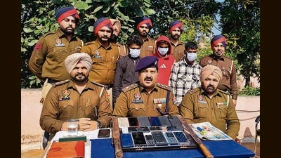 The accused in Ludhiana police custody on Thursday. (HT Photo)