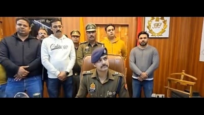 The suspects in police custody on Thursday. (HT Photo)
