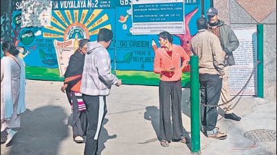 Voters cited last-minute candidate changes, urban apathy and local rivalries as key reasons for the decline, from 56.68% in 2020. (HT Photo)