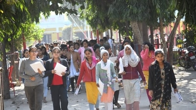 Students of Class 12 coming out after for the exam of the at D.A.V high school danapur in Patna. (Santosh Kumar ) Students of Class 12 coming out after for the exam of the at D.A.V high school danapur in Patna. (Santosh Kumar )