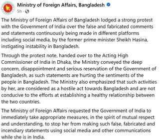 Bangladesh Ministry of Foreign Affairs' Facebook post. (facebook.com/mofadhaka) Bangladesh Ministry of Foreign Affairs' Facebook post. (facebook.com/mofadhaka)