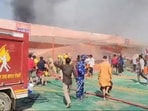 A fire breaks out in Sector 18, Shankaracharya Marg of Mahakumbh Mela Kshetra. 