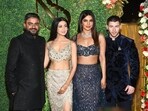 Priyanka Chopra and Nick Jonas posed with Siddharth Chopra and Neelam Upadhyaya at their sangeet ceremony. Priyanka Chopra and Nick Jonas posed with Siddharth Chopra and Neelam Upadhyaya at their sangeet ceremony.