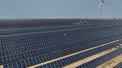 An aerial view of the world’s largest renewable energy plant, the 30 GW Khavda Renewable Energy Park, in Kutch. (ANI) An aerial view of the world’s largest renewable energy plant, the 30 GW Khavda Renewable Energy Park, in Kutch. (ANI)