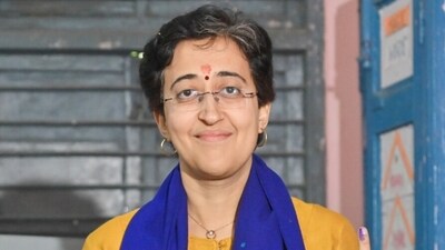 Delhi chief minister and AAP candidate from Kalkaji assembly seat Atishi after casting her vote for the Delhi election on Wednesday. (ANI) Delhi chief minister and AAP candidate from Kalkaji assembly seat Atishi after casting her vote for the Delhi election on Wednesday. (ANI)