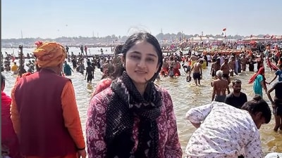 Aisshwarya DKS Hegde, daughter of Karnataka Deputy Chief Minister DK Shivakumar at Maha Kumbh. (Instagram/aisshwarya_dkshegde) Aisshwarya DKS Hegde, daughter of Karnataka Deputy Chief Minister DK Shivakumar at Maha Kumbh. (Instagram/aisshwarya_dkshegde)