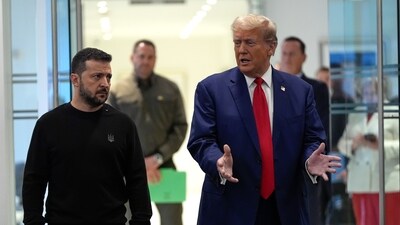 Donald Trump meets with Ukraine's President Volodymyr Zelenskyy at Trump Tower, Friday, Sept. 27, 2024, in New York. (AP Photo/Julia Demaree Nikhinson) Donald Trump meets with Ukraine's President Volodymyr Zelenskyy at Trump Tower, Friday, Sept. 27, 2024, in New York. (AP Photo/Julia Demaree Nikhinson)