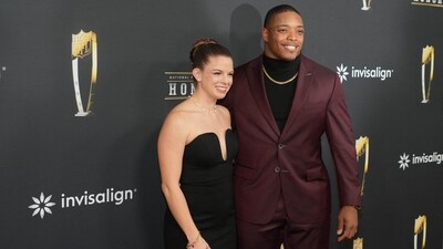C.J. Ham and his wife Stephanie Ham on the red carpet before Super Bowl LIX NFL Honors at Saenger Theatre (USA TODAY Sports via Reuters Con)