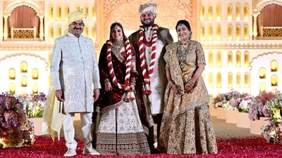 Jeet Adani tied the knot with Diva Jaimin Shah in a private Ahmedabad ceremony. Gautam Adani shared photos. (X/@gautam_adani) Jeet Adani tied the knot with Diva Jaimin Shah in a private Ahmedabad ceremony. Gautam Adani shared photos. (X/@gautam_adani)