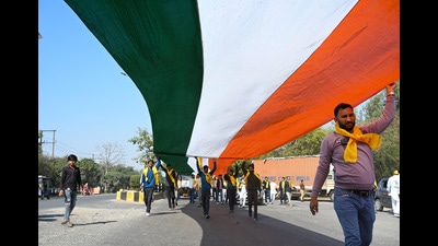 Greater Noida, India- January 26, 2025: People from civil society takes part in Taranga Yatra was part of the 76th Republic Day, in Greater Noida, India, on Sunday, January 26, 2025. (Photo by Sunil Ghosh / Hindustan Times) Greater Noida, India- January 26, 2025: People from civil society takes part in Taranga Yatra was part of the 76th Republic Day, in Greater Noida, India, on Sunday, January 26, 2025. (Photo by Sunil Ghosh / Hindustan Times)