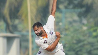 J&K bowler Auqib Nabi in action during Ranji Trophy. (PTI) J&K bowler Auqib Nabi in action during Ranji Trophy. (PTI)