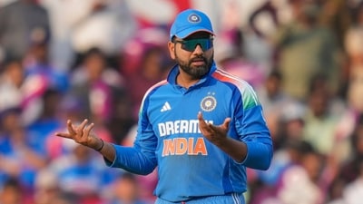 Nagpur: India's captain Rohit Sharma reacts during the first ODI cricket match between India and England (PTI) Nagpur: India's captain Rohit Sharma reacts during the first ODI cricket match between India and England (PTI)