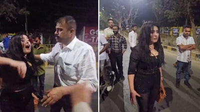 A Russian woman was seen yelling and crying after a car accident in Raipur. (X/@gharkekalesh) A Russian woman was seen yelling and crying after a car accident in Raipur. (X/@gharkekalesh)