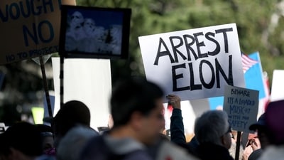 Demonstrators spoke out against the Trump administration and various newly introduced policies involving, immigration, the removal of diversity initiatives, and the potential accessing of private information involving Elon Musk's DOGE (Department of Government Efficiency) program. Justin Sullivan/Getty Images/AFP (Photo by JUSTIN SULLIVAN / GETTY IMAGES NORTH AMERICA / Getty Images via AFP) (Getty Images via AFP) Demonstrators spoke out against the Trump administration and various newly introduced policies involving, immigration, the removal of diversity initiatives, and the potential accessing of private information involving Elon Musk's DOGE (Department of Government Efficiency) program. Justin Sullivan/Getty Images/AFP (Photo by JUSTIN SULLIVAN / GETTY IMAGES NORTH AMERICA / Getty Images via AFP) (Getty Images via AFP)