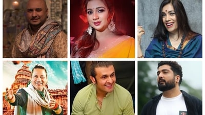 (Clockwise from top left) B Praak, Shreya Ghoshal, Meenal Nigam, Jaani, Sonu Nigam and Kailash Kher (Photos: Instagram)