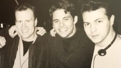 Kevin Feige (extreme left) on the sets of X-Men in 2000. Kevin Feige (extreme left) on the sets of X-Men in 2000.