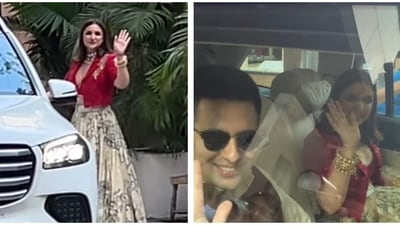 Parineeti Chopra waved at the paparazzi on her way to the wedding, Parineeti Chopra waved at the paparazzi on her way to the wedding,