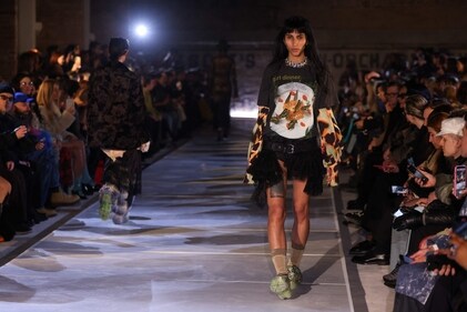Models wear creations by Collina Strada from the Fall 2025 collection during New York Fashion Week, in New York, February 6, 2025. (Photo by CHARLY TRIBALLEAU / AFP) (AFP) Models wear creations by Collina Strada from the Fall 2025 collection during New York Fashion Week, in New York, February 6, 2025. (Photo by CHARLY TRIBALLEAU / AFP) (AFP)