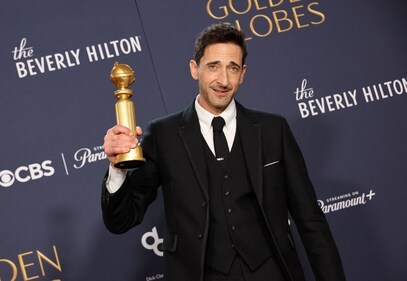Adrien Brody won the Best Performance by a Male Actor in a Motion Picture Drama award at the Golden Globes for The Brutalist. (Getty Images via AFP) Adrien Brody won the Best Performance by a Male Actor in a Motion Picture Drama award at the Golden Globes for The Brutalist. (Getty Images via AFP)