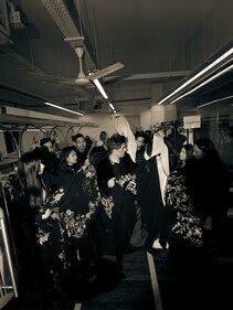 Manish Malhotra with his entourage dressed in all black (Photo: Irbaaz Ali) Manish Malhotra with his entourage dressed in all black (Photo: Irbaaz Ali)