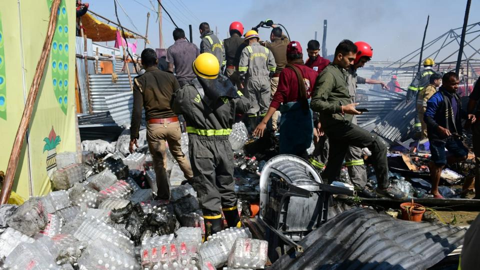 The fire damaged property worth nearly  ₹10 lakh on Friday morning (HT Photo)