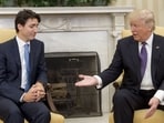 US President Donald Trump and Canadian Prime Minister Justin Trudeau shake hands during a meeting in the Oval Office of the White House in Washington, DC, on February 13, 2017. The political circumstances that surrounded the publication of "Ultimatum," once a best-selling novel that imagined an American effort to annex Canada, may ring familiar to anyone following recent headlines. "Ultimatum," published in 1973, is authored by D-Day veteran Richard Rohmer, the honorary lieutenant general of the Canadian Armed Forces, who recently turned 101. Still an avid news consumer and writer, Rohmer told AFP that remarks by President-elect Donald Trump implying that Canada could be absorbed by the United States should not be laughed off. US President Donald Trump and Canadian Prime Minister Justin Trudeau shake hands during a meeting in the Oval Office of the White House in Washington, DC, on February 13, 2017. The political circumstances that surrounded the publication of "Ultimatum," once a best-selling novel that imagined an American effort to annex Canada, may ring familiar to anyone following recent headlines. "Ultimatum," published in 1973, is authored by D-Day veteran Richard Rohmer, the honorary lieutenant general of the Canadian Armed Forces, who recently turned 101. Still an avid news consumer and writer, Rohmer told AFP that remarks by President-elect Donald Trump implying that Canada could be absorbed by the United States should not be laughed off.