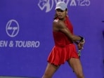 Maaya Rajeshwaran Revathi in action at the WTA 125 event in Mumbai on Friday. (HT)