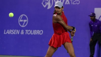 Maaya Rajeshwaran Revathi in action at the WTA 125 event in Mumbai on Friday. (HT) (HT_PRINT) Maaya Rajeshwaran Revathi in action at the WTA 125 event in Mumbai on Friday. (HT) (HT_PRINT)
