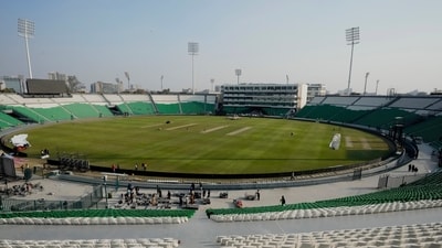 A view of newly renovated Gaddafi Stadium, which is read for the matches of tri-nation ODI series, in Lahore, Pakistan, Thursday, Feb. 6, 2025. (AP Photo/K.M Chaudary) (AP) A view of newly renovated Gaddafi Stadium, which is read for the matches of tri-nation ODI series, in Lahore, Pakistan, Thursday, Feb. 6, 2025. (AP Photo/K.M Chaudary) (AP)