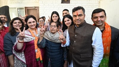Parvesh Verma defeated Arvind Kejriwal by a margin of 4,089 votes, data from the Election Commission showed. Congress' Sandeep Dikshit won only 4,568 votes. (Sanchit Khanna/Hindustan Times)