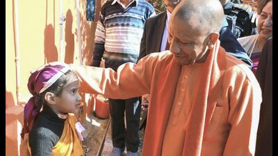 Uttar Pradesh CM Yogi Adityanath during his visit to Thangar primary school in Pauri Garhwal on Feb 8. (Agency) Uttar Pradesh CM Yogi Adityanath during his visit to Thangar primary school in Pauri Garhwal on Feb 8. (Agency)